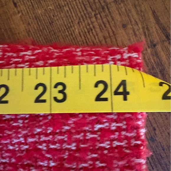 Talbots Red Tweed Cropped Red Fringe Trim Gold Button Up Blazer Sz 10 - Picture 11 of 13